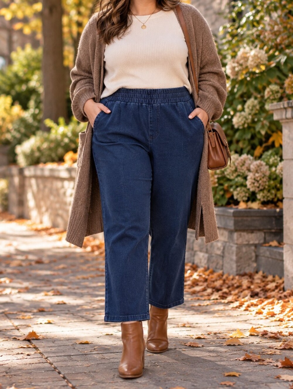 Jane & Delancey Plus Size Indigo Pull-On Straight Leg Pants Elastic Waist Casual